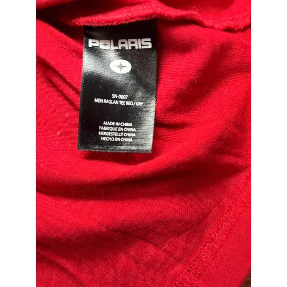 Polaris‎ Men's Red Gray Raglan Tee Long Sleeve Shirt Size XL